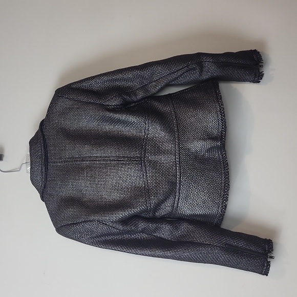 BANANA REPUBLIC Black Silver Gunmetal Metallic Tweed Moto Jacket - Picture 5 of 12